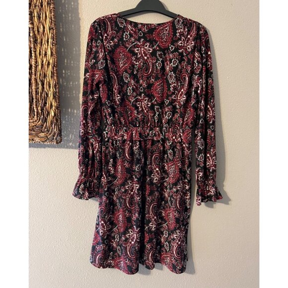 Michael Kors Blouson Dress Small 4 6 Black Red Long Sleeve Washable Career - Picture 10 of 11